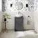 Milos Slate Grey Vanity with Oval Basin 500mm - Traditional Handles