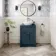 Milos Navy Blue Vanity with Oval Basin 600mm - Brushed Handles