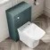 Milos Mystic Green Combination Vanity Basin and Houston Toilet 1100mm - Chrome Handles