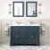 Lucia Inky Blue Double Basin Vanity 1200mm - Brushed Brass Accents
