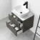 Corsica Tungsten Grey Wall Hung Drawer Vanity with Marble Top & Curved Counter Top Basin 600mm