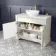 Lucia Chalk White Vanity with Marble Top & Oval Counter Top Basin 1030mm - Brass Knurled Handles