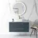 Elba Inky Blue Wall Hung Drawer Vanity with Marble Top & Curved Counter Top Basin 1000mm - Brushed Brass Accents
