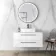 Elba Gloss White Wall Hung Drawer Vanity with Marble Top & Cody Basin 1000mm - Black Accents