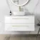 Elba Gloss White Wall Hung Drawer Vanity with Marble Top & Curved Counter Top Basin 1000mm - Brushed Brass Accents
