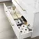 Elba Gloss White Wall Hung Drawer Vanity with Marble Top & Curved Counter Top Basin 1000mm - Brushed Brass Accents