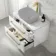 Omaha Gloss White Wall Hung Drawer Vanity with Marble Top 800mm (Excludes Counter Top Basin) - Brushed Brass Accents