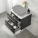Omaha Slate Grey Wall Hung Drawer Vanity with Marble Top 600mm (Excludes Counter Top Basin) - Brushed Brass Accents