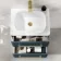 Omaha Navy Blue Wall Hung Drawer Vanity with Marble Top & Curved Counter Top Basin 600mm - Brushed Brass Accents