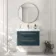 Omaha Navy Blue Wall Hung Basin Drawer Vanity 800mm - Brushed Brass Accents