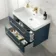 Omaha Navy Blue Wall Hung Basin Drawer Vanity 800mm - Brushed Brass Accents