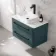 Omaha Mystic Green Wall Hung Drawer Vanity with Marble Top & Marin Basin 800mm - Black Accents