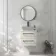Omaha Linen White Wall Hung Drawer Vanity with Marble Top 600mm (Excludes Counter Top Basin) - Black Accents