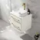Omaha Linen White Wall Hung Drawer Vanity with Marble Top & Marin Basin 600mm - Brushed Brass Accents
