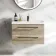 Elba Dawn Oak Wall Hung Basin Drawer Vanity 800mm - Black Accents