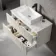 Crete Fluted Linen White Wall Hung Drawer Vanity with Marble Top & Cody Basin 1000mm