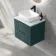 Crete Fluted Mystic Green Wall Hung Drawer Vanity with Marble Top & Curved Basin 600mm