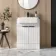 Sicily Fluted Coastal White Vanity with Semi Recessed Basin 600mm - Black Accents