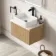 Malta Fluted Country Oak Wall Hung Drawer Vanity with Marble Top & Marin Basin 600mm