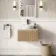 Malta Fluted Country Oak Wall Hung Drawer Vanity with Marble Top & Nevis Basin 600mm