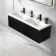 Malta Fluted Matt Black Wall Hung Double Basin Drawer Vanity 1200mm