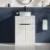 Havana Fluted Coastal White Cabinet with Marble Top & Nevis Basin 600mm - Black Accents