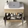 Havana Fluted Country Oak Cabinet with Marble Top 800mm (Excludes Counter Top Basin) - Black Accents