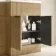 Havana Fluted Country Oak Combination Vanity Basin and Tucson Toilet 1100mm - Black Accents - Right Handed