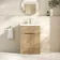 Havana Fluted Country Oak Basin Vanity 600mm - Brushed Brass Accents