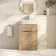 Havana Fluted Country Oak Cabinet with Marble Top & Marin Basin 600mm - Brushed Brass Accents