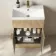 Havana Fluted Country Oak Basin Vanity and Back To Wall Toilet Unit 1100mm (Excludes Toilet) - Brushed Brass Accents