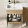 Havana Fluted Country Oak Basin Vanity and Back To Wall Toilet Unit 1100mm (Excludes Toilet) - Brushed Brass Accents - Left Handed