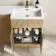 Havana Fluted Country Oak Basin Vanity and Back To Wall Toilet Unit 1100mm (Excludes Toilet) - Brushed Brass Accents - Right Handed
