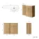 Havana Fluted Country Oak Basin Vanity and Back To Wall Toilet Unit 1100mm (Excludes Toilet) - Brushed Brass Accents - Right Handed