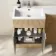 Havana Fluted Country Oak Combination Vanity Basin and Houston Toilet 1100mm - Chrome Handles - Left Handed