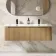 Sorrento Fluted Country Oak Wall Hung Double Basin Drawer Vanity 1200mm
