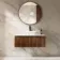 Sorrento Fluted Black Walnut Wall Hung Drawer Vanity with Marble Top & Reno Basin 1000mm