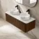 Sorrento Fluted Black Walnut Double Wall Hung Drawer Vanity with Marble Top & Nevis Basin 1200mm
