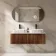 Sorrento Fluted Black Walnut Double Wall Hung Drawer Vanity with Marble Top & Reno Basin 1200mm