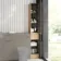 Sicily Fluted Country Oak Floor Standing Tall Cabinet Unit 1900x300mm - Black Accents