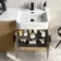 Sicily Fluted Country Oak Basin Vanity and Back To Wall Toilet Unit 1200mm (Excludes Toilet) - Black Accents - Right Handed