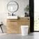 Sicily Fluted Country Oak Combination Vanity Basin with Marble Top & Tucson Toilet 1200mm - Black Accents