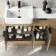 Sicily Fluted Country Oak Combination Vanity Basin with Marble Top & Tucson Toilet 1500mm - Black Accents
