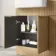 Sicily Fluted Country Oak Vanity with Semi Recessed Basin 600mm - Brushed Brass Accents