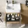 Sicily Fluted Country Oak Vanity with Semi Recessed Basin 600mm - Brushed Brass Accents
