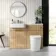 Sicily Fluted Country Oak Combination Vanity Basin and Utah Comfort Height Toilet 1200mm - Brushed Brass Accents - Left Handed