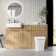 Sicily Fluted Country Oak Combination Vanity Basin with Marble Top & Houston Toilet 1500mm - Chrome Handles