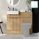Sicily Fluted Country Oak Vanity and Back To Wall Toilet Unit 1000mm (Excludes Toilet) - Chrome Handles