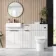 Sicily Fluted Coastal White Side Cabinet Unit 300mm - Black Accents