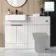 Sicily Fluted?Coastal White Basin Vanity and Toilet Unit 1200mm (No Toilet) - Black Accents